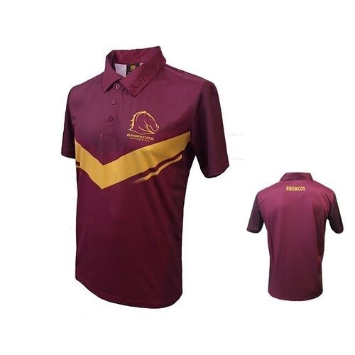 Brisbane Broncos NRL Polyester "V" Polo Shirt Size S-XL! W6