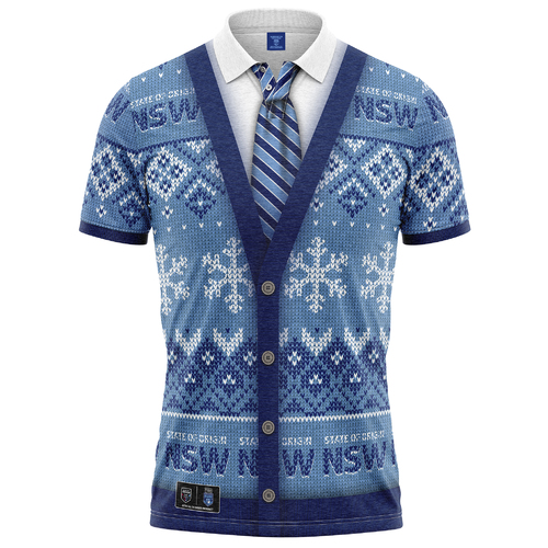 New South Wales NSW Blues NRL SOO Xmas Polo T Shirt Sizes S-5XL!
