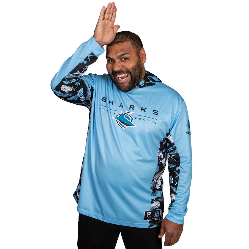 Cronulla Sharks NRL Reef Runner Hooded Fishing Shirt Sizes S-5XL!