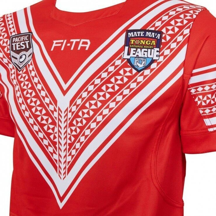 Tonga Rugby League Mate Ma&rsquo;a Tonga Pacific Test Home Jersey Sizes S-7XL
