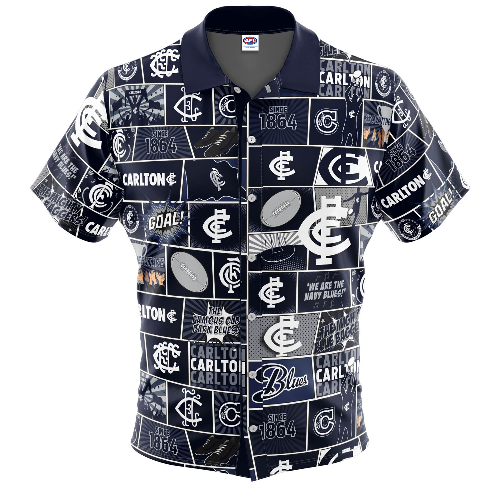 Carlton Blues AFL 2021 Fanatic Button Up Shirt Polo Sizes S-5XL ...