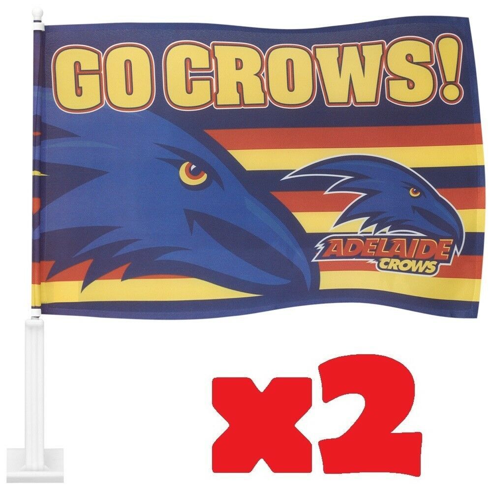 2 Flags for 1 Price! Adelaide Crows AFL Car Flag 30 cm x 45 cm 