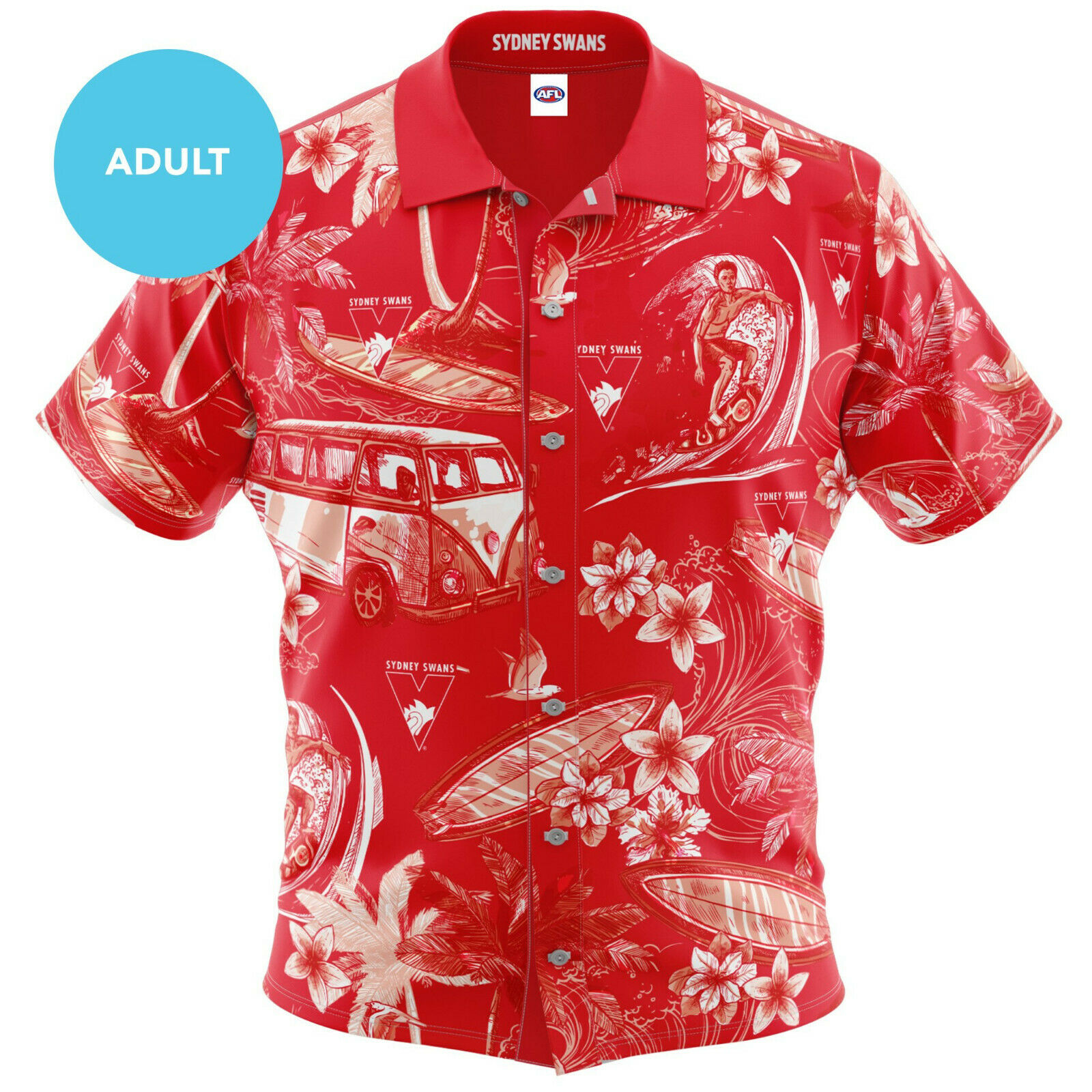 Sydney Swans AFL 2020 Hawaiian Button Up Polo T Shirt Sizes S-5XL 
