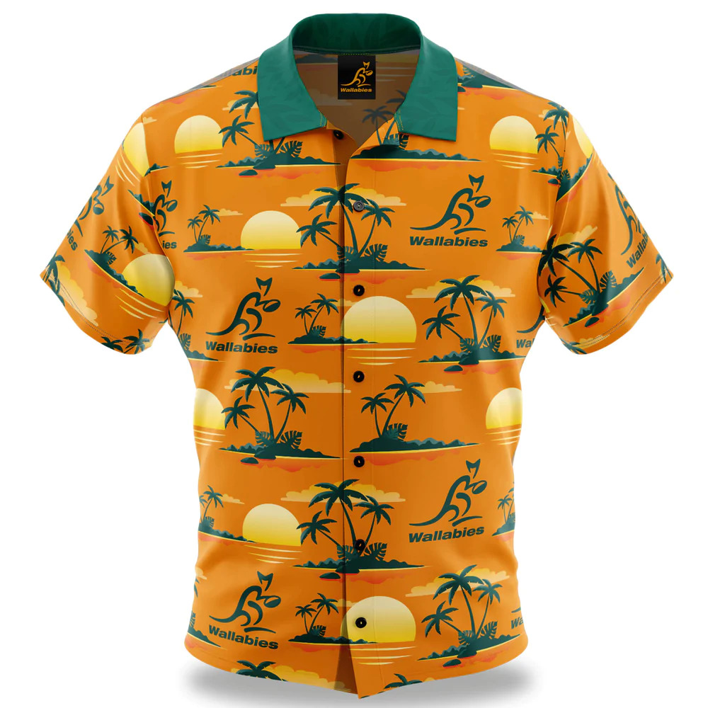 Australian Wallabies ARU Ashtabula Paradise Hawaiian Polo Shirt Sizes S ...