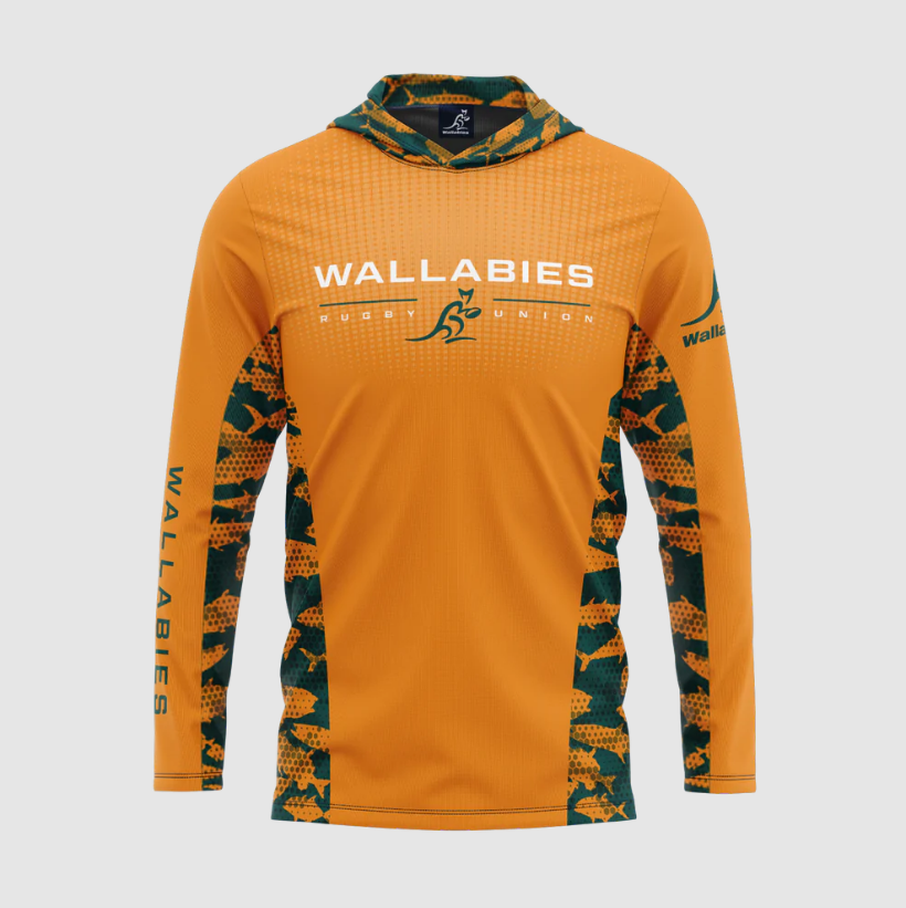 Australian Wallabies Rugby Union Reef Runner Hooded Fishing Shirt Sizes  S-5XL! - ARU
