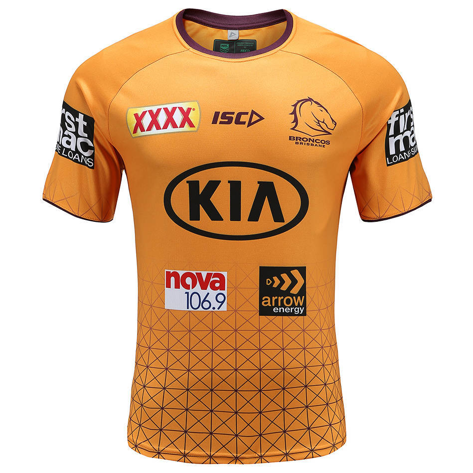 Brisbane Broncos NRL Players Gold Training Shirt Sizes S-5XL T0!