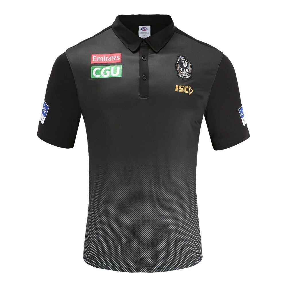 Collingwood Magpies AFL 2019 ISC Players Black Grey Team Polo Shirt ...