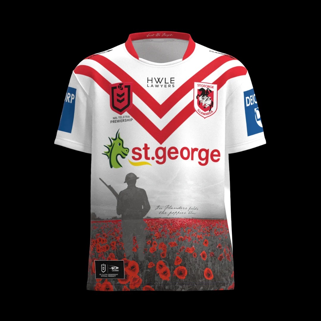 St George Dragons NRL 2023 Classic ANZAC Jersey Kids Sizes 6 14