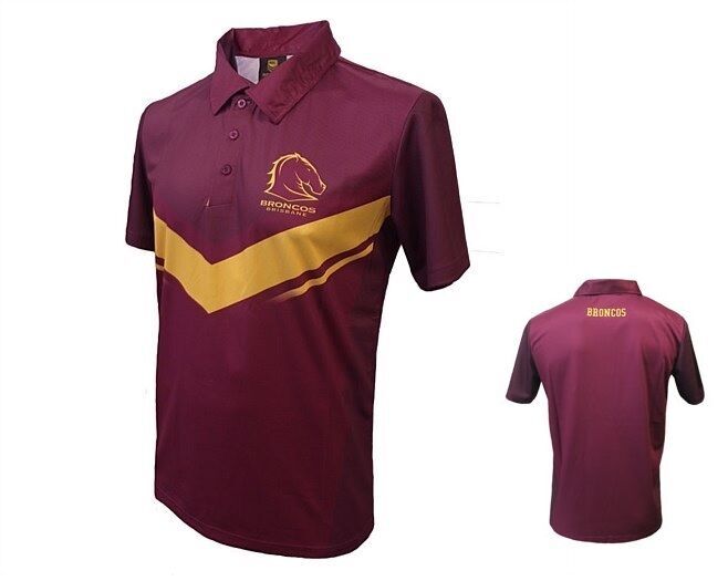 Brisbane Broncos NRL Mens Polyester Polo Shirt Size S-5XL BNWT's!W6 