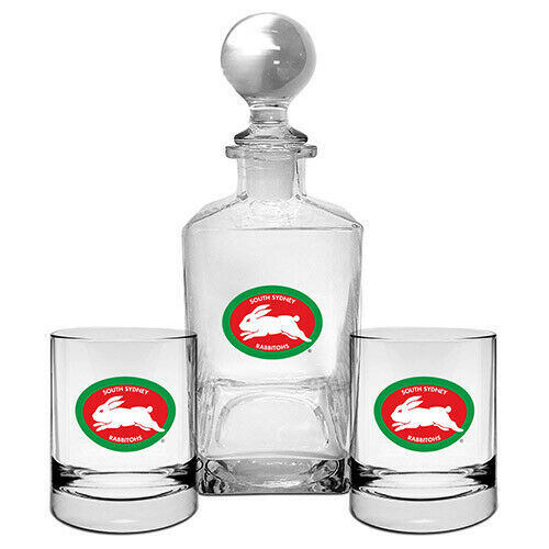 South Sydney Rabbitohs Nrl Heritage Logo Gift Decanter Set Spirit Glasses