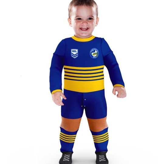 Parramatta Eels NRL Footy Suit Bodysuit Jersey Toddlers Infant Kids Size 000-3 