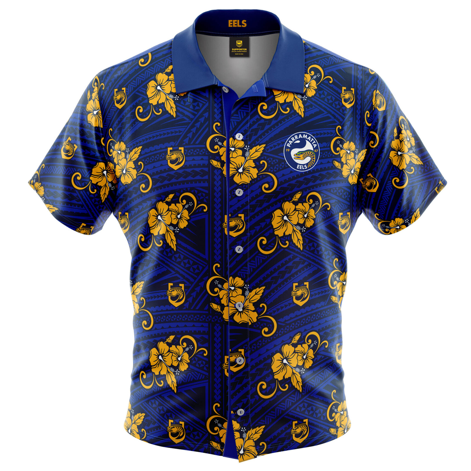 Parramatta Eels NRL 2021 Tribal Hawaiian Shirt Button Up Polo Shirt ...