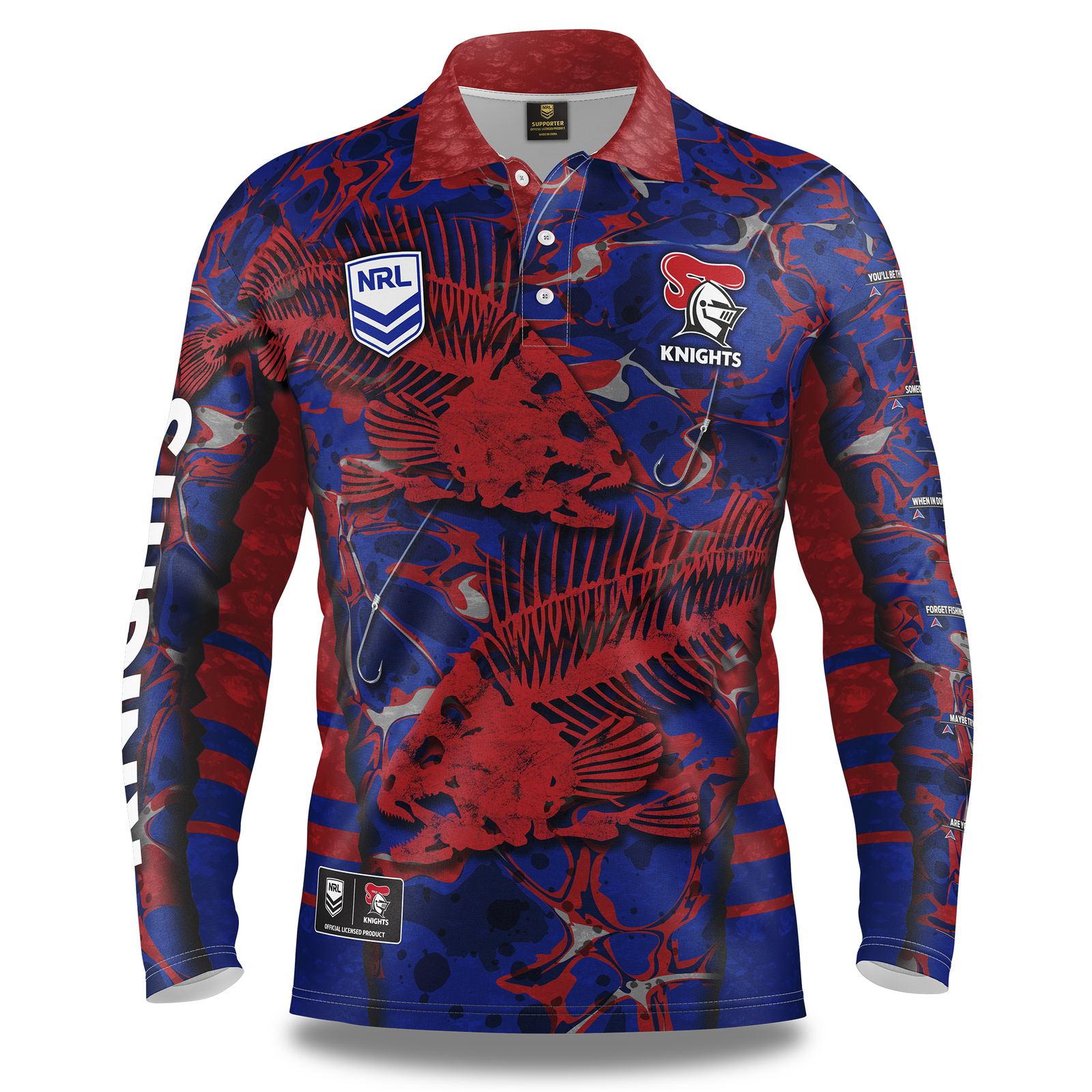 Newcastle Knights NRL 2021 Skeletor Fishing Polo T Shirt Sizes S-5XL!