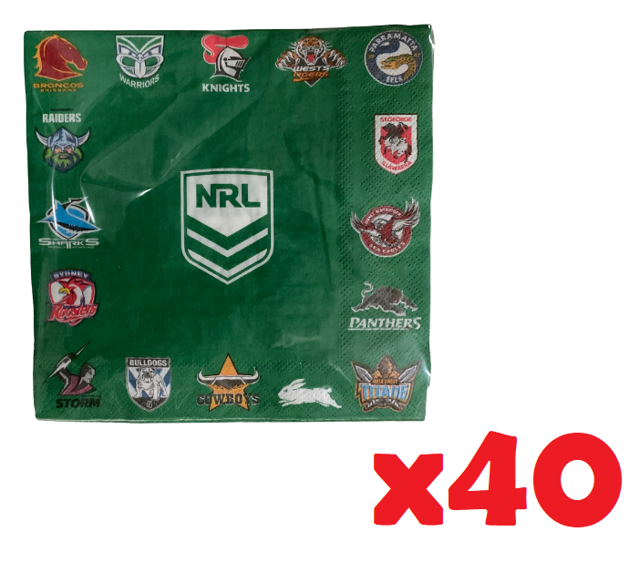 Official NRL All Teams Birthday Party Serviettes Napkins 20 Pack x 2