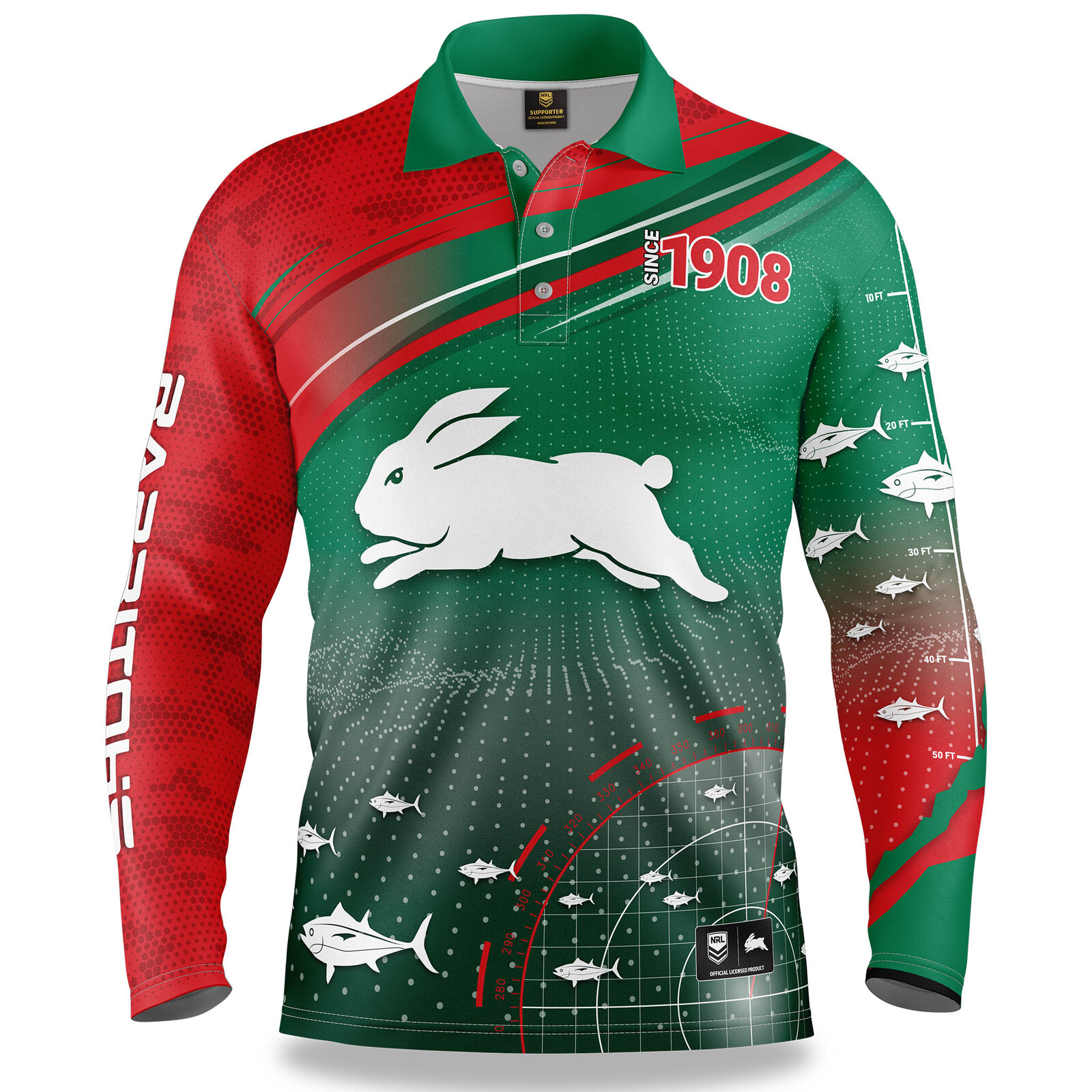 South Sydney Rabbitohs NRL Fishfinder Fishing Shirt Polo Sizes S-5XL!