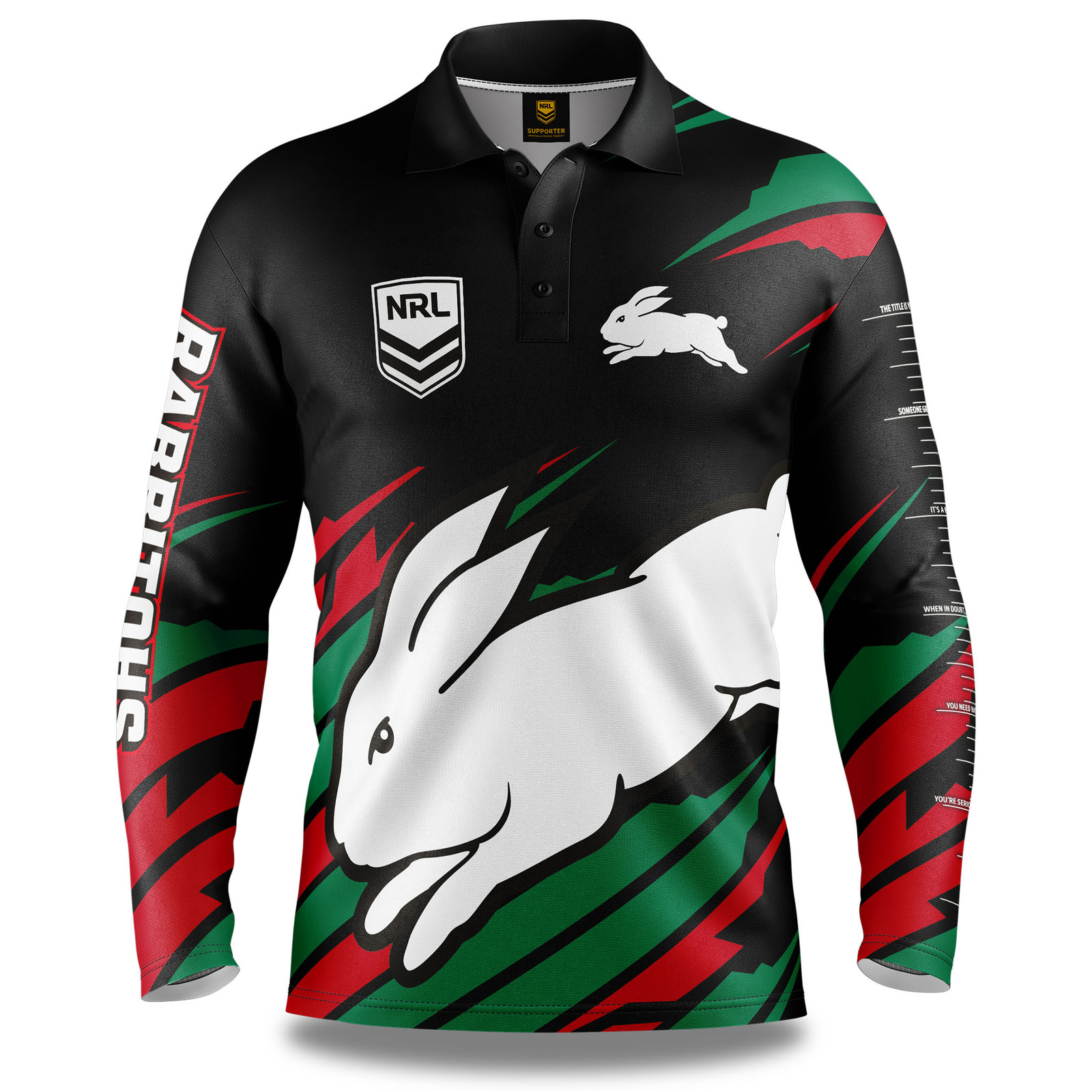 South Sydney Rabbitohs NRL 2024 'Ignition' Fishing Shirt Youth Sizes 6-14!