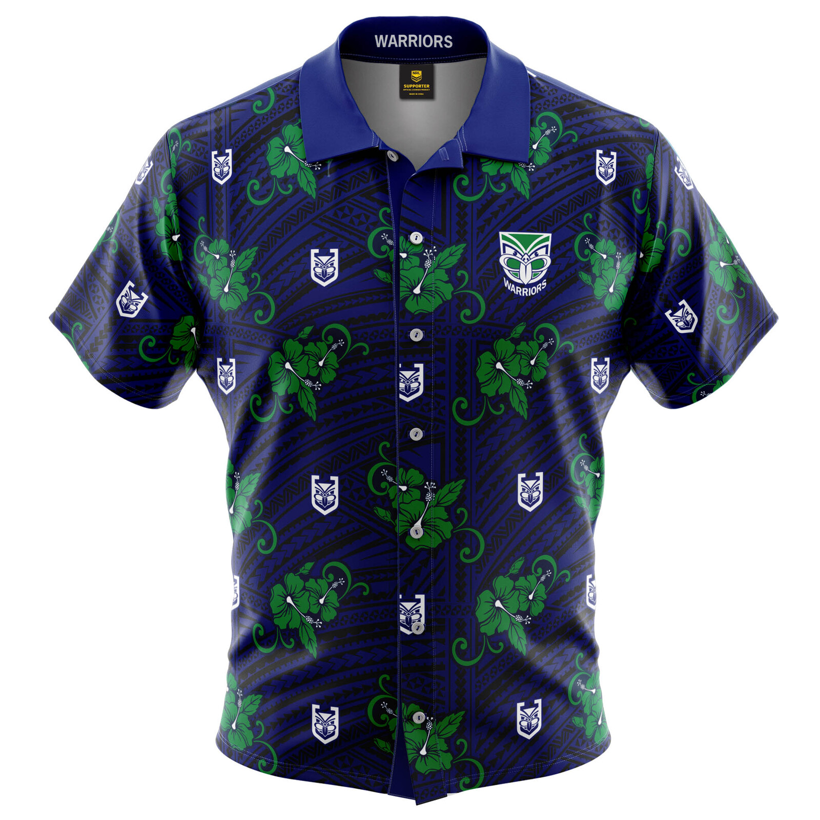 NZ Warriors NRL 2021 Tribal Hawaiian Shirt Button Up Polo T Shirt Sizes S-5XL! 