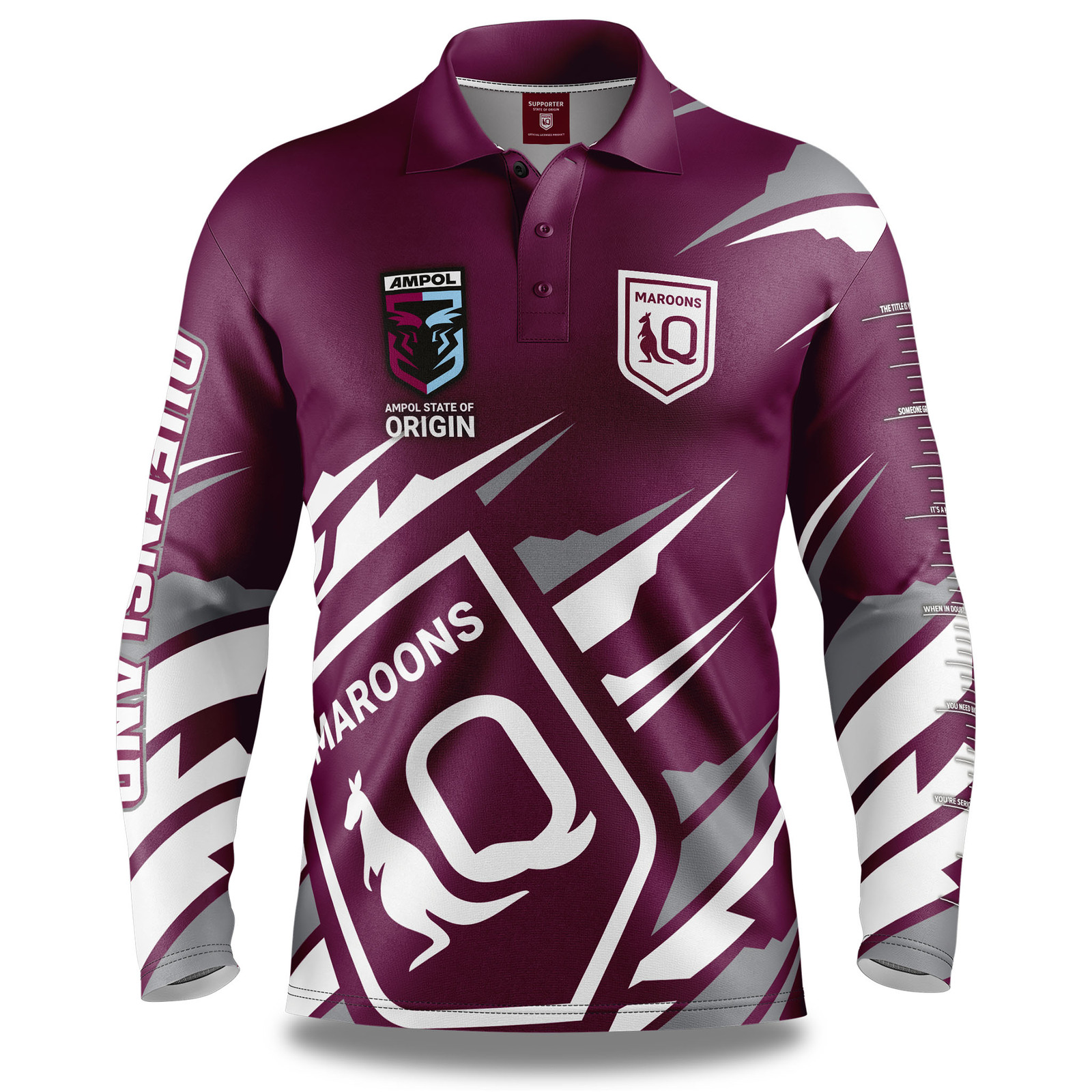 Queensland Maroons SOO NRL 2024 'Ignition' Fishing Shirt Youth Sizes 6-14!