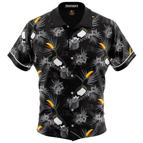 Penrith Panthers NRL Hawaiian Button Up Polo T Shirt Sizes KIDS 14 ONLY!