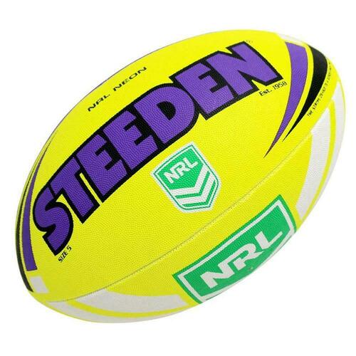 Neon Purple & Yellow Steeden Rugby League Football Size 5!