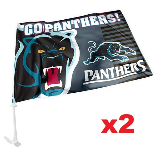 Penrith Panthers NRL Car Flag 30 cm x 49 cm x 2 Flags!