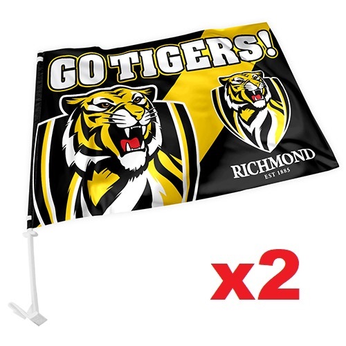 Richmond Tigers AFL Car Flag 30 cm x 45 cm! 2 Flags 