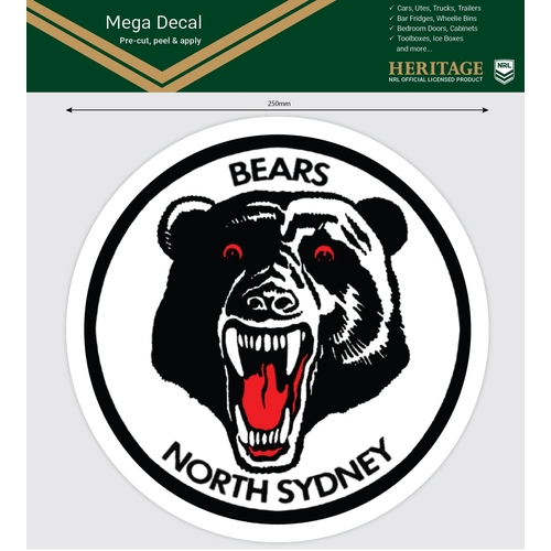 North Sydney Bears Heritage NRL iTag UV Car Mega Large Decal Sticker