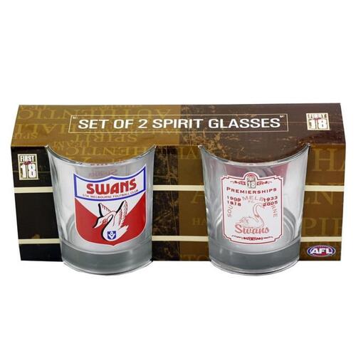 Sydney Swans AFL Heritage Logo Drink Spirit Scotch Glasses (Set of 2)
