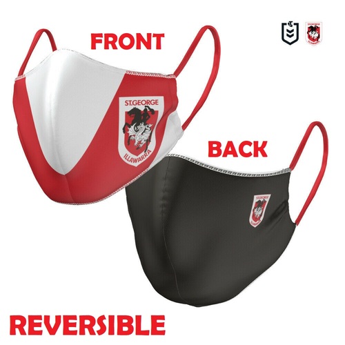 St George Illawarra Dragons NRL Adults Large Reversible Washable Face Mask