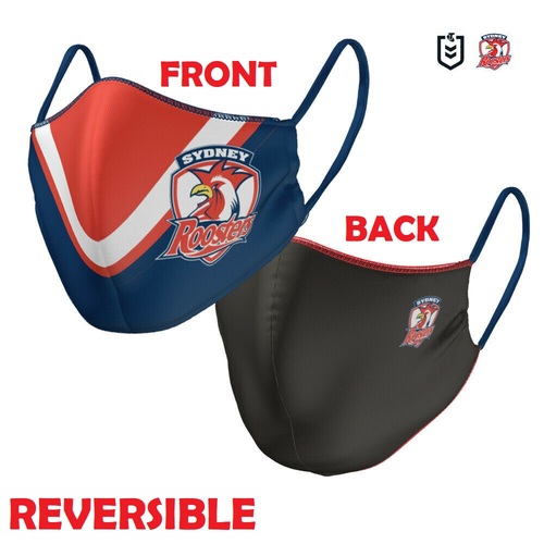 Sydney Roosters NRL Adults Large Reversible Washable Face Mask