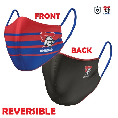 Newcastle Knights NRL Adults Large Reversible Washable Face Mask