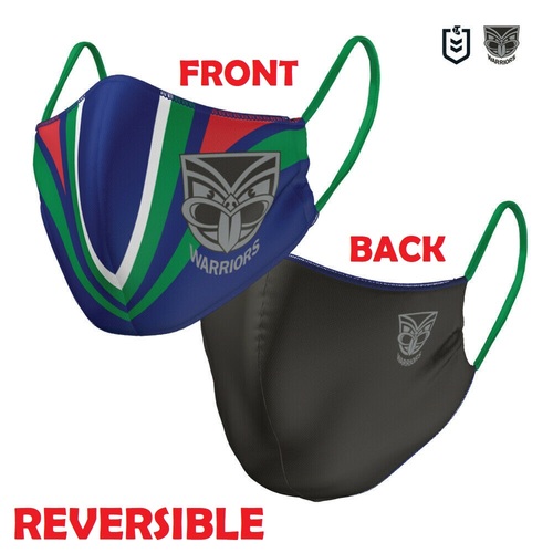 New Zealand Warriors NRL Adults Large Reversible Washable Face Mask