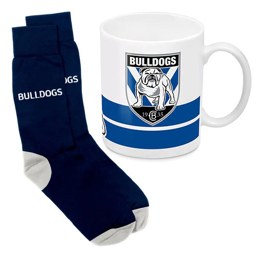 Canterbury Bulldogs NRL Ceramic Coffee Cup Mug & Socks Gift Set