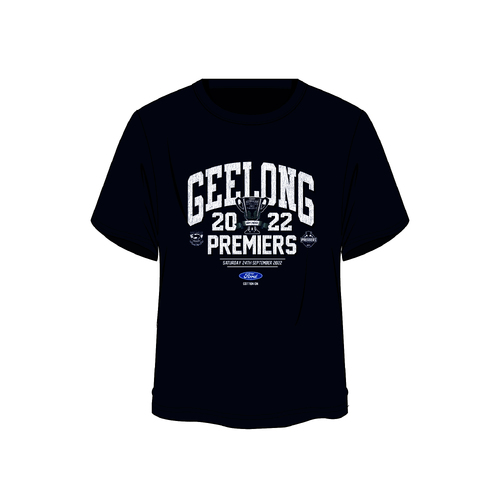 Geelong Cats AFL 2022 Cotton On Premiership T Shirt Kids Sizes 6-14! 