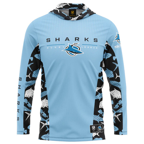 Cronulla Sharks NRL Reef Runner Hooded Fishing Shirt Sizes S-5XL!