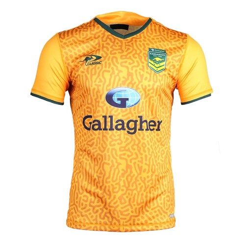 Australian Kangaroos 2024 ARL Yellow Players Training Shirt Sizes S-7XL!