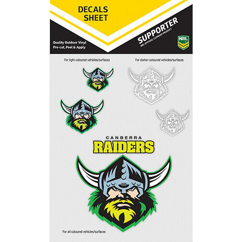 Official NRL Canberra Raiders iTag UV Car Bumper Decal Sticker Sheet (5 Pack)