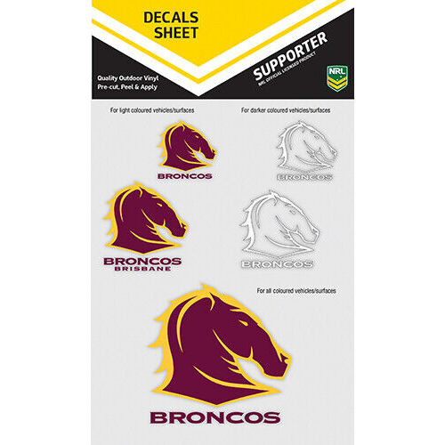 Official NRL Brisbane Broncos iTag UV Car Bumper Decal Sticker Sheet (5 Pack)