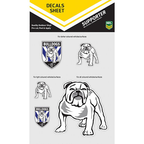 Official NRL Canterbury Bulldogs iTag UV Car Bumper Decal Sticker Sheet (5 Pack)