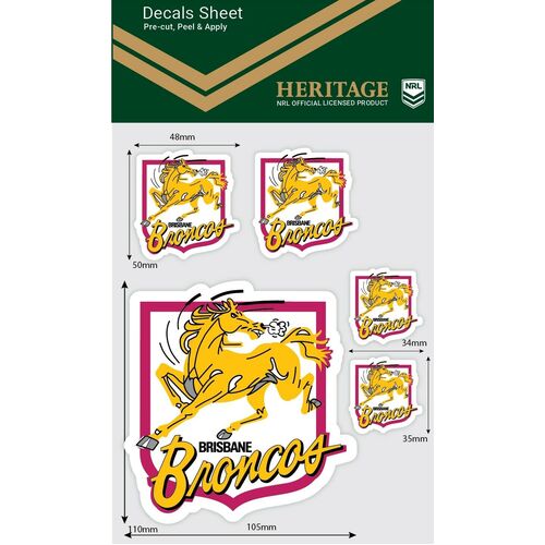 Brisbane Broncos NRL iTag Heritage Decal Sticker Sheet
