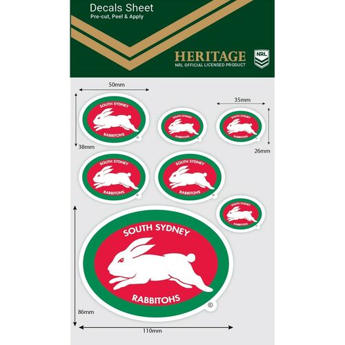 South Sydney Rabbitohs Official NRL iTag Heritage Decal Sticker Sheet
