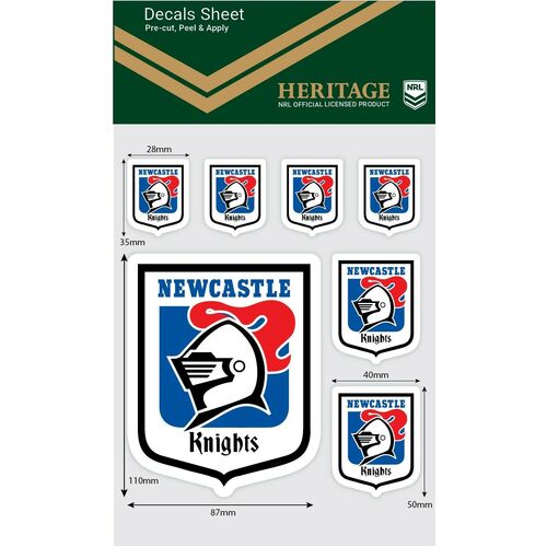 Newcastle Knights Official NRL iTag Heritage Decal Sticker Sheet