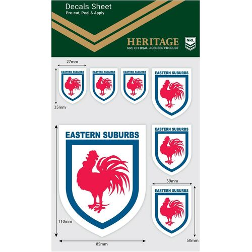 Sydney Roosters Official NRL iTag Heritage Decal Sticker Sheet