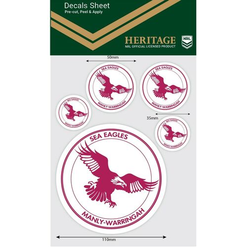 Manly Sea Eagles Official NRL iTag Heritage Decal Sticker Sheet