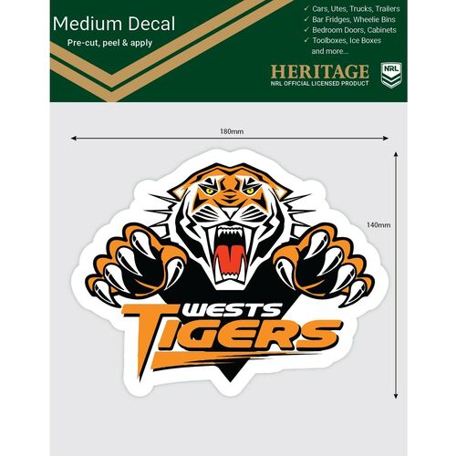 Wests Tigers Heritage NRL iTag UV Car Medium Decal Sticker