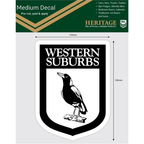 Western Suburbs Magpies Heritage NRL iTag UV Car Medium Decal Sticker