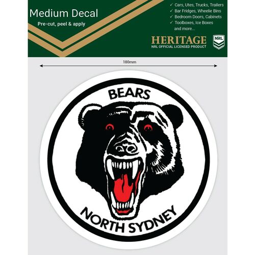 North Sydney Bears Heritage NRL iTag UV Car Medium Decal Sticker