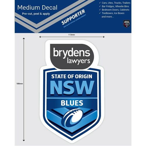 NSW Blues State of Origin NRL iTag UV Car Medium Decal Sticker