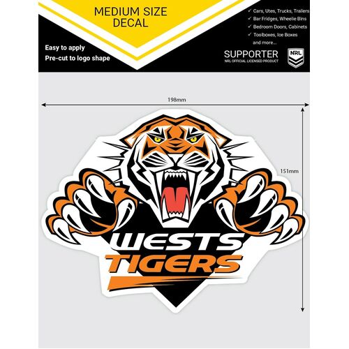 Wests Tigers Official NRL iTag UV Car Medium Decal Sticker