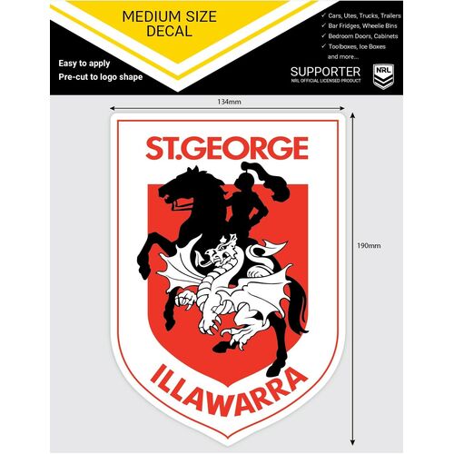 St George Illawarra Dragons Official NRL iTag UV Car Medium Decal Sticker